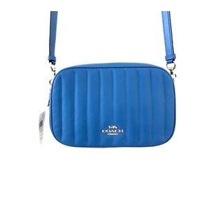 NWT Coach Authentic Blue Leather Quilted Jes Crossbody Handbag Purse